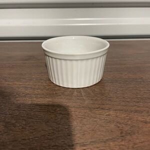 B.I.A. Cordon Bleu, Made in Brazil, White Ribbed Custard Cup Dish 3" x 1.5" Ins.